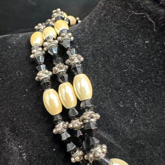 Magnetic Wrap Necklace Bracelet Beaded Pearls Stone Silver 35 inches - Picture 6 of 14